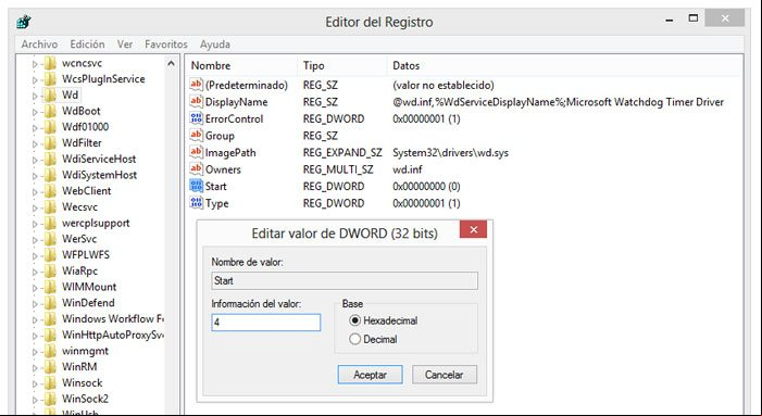 Deshabilitar la función Watchdog en el Registro de Windows 8 Deshabilitar la función Watchdog en el Registro de Windows 8