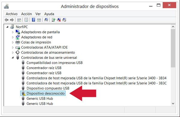 Dispositivo desconocido en el de dispositivos de Windows, posible causa de un futuro error de pantalla azul Dispositivo desconocido en el de dispositivos de Windows