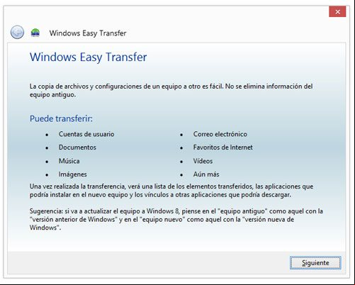 Iniciar Windows Easy Transfer para copiar datos o la configuracion de un equipo Iniciar Windows Easy Transfer para copiar datos o la configuracion de un equipo