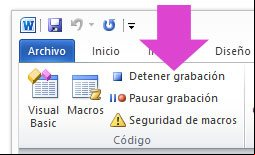 Detener la grabación de una macro en Word Detener la grabación de una macro en Word