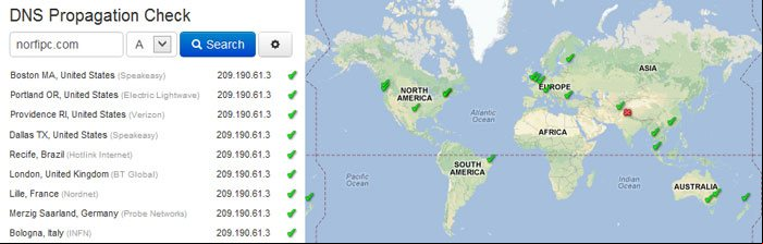 Estado de la propagación de una dirección IP en los servidores DNS Estado de la propagación de una dirección IP en los servidores DNS