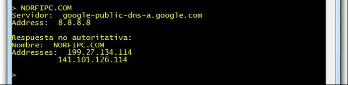 Como usar el comando NSLOOKUP, ejemplo 2
