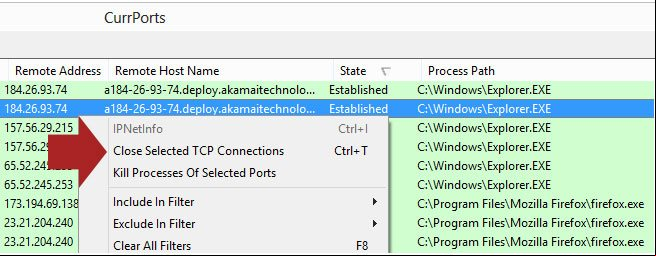 Usar CurrentPorts para identificar y cerrar las conexiones de las aplicaciones con el exterior Usar CurrentPorts para identificar y cerrar las conexiones de las aplicaciones con el exterior