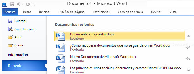 Recuperar documentos nuevos sin guardar desde Word Recuperar documentos nuevos sin guardar desde Word