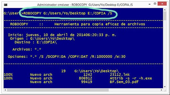 Copiar archivos de un disco duro con ROBOCOPY en la consola de CMD Copiar archivos de un disco duro con ROBOCOPY en la consola de CMD