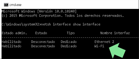 Saber con NETSH el nombre de la interface del adaptador de red Saber con NETSH el nombre de la interface del adaptador de red