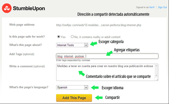 Compartir en Stumbleupon las páginas de nuestro sitio o blog Compartir en Stumbleupon las páginas de nuestro sitio o blog