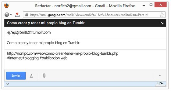 Publicar en Tumblr mediante el correo electrónico Publicar en Tumblr mediante el correo electrónico
