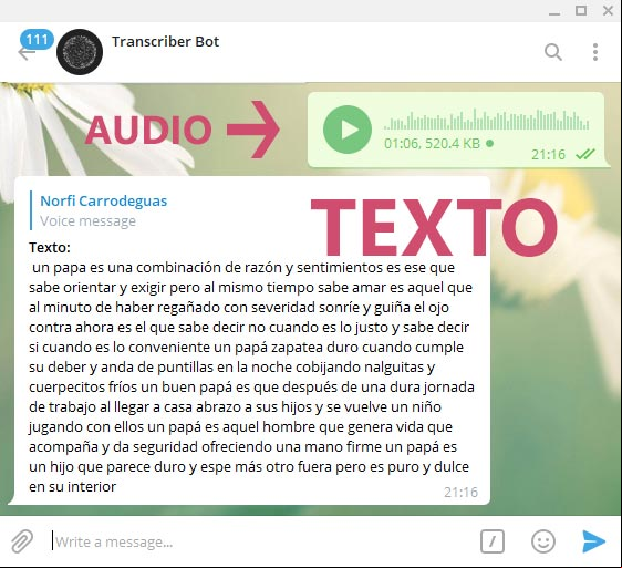 Transcribir audio a texto con Transcriber Bot de Telegram Transcribir audio a texto con Transcriber Bot de Telegram