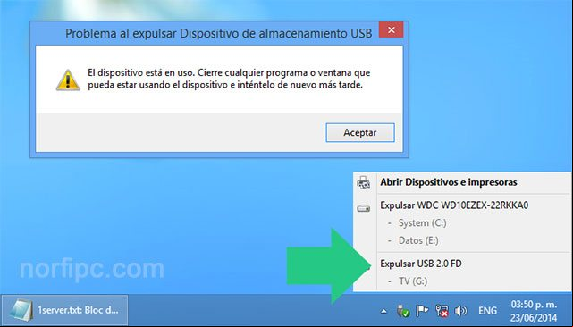 Errores al tratar de extraer o expulsar una memoria flash USB