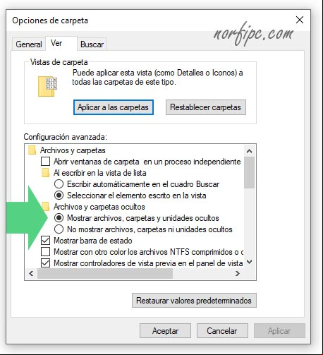 Mostrar archivos, carpetas y unidades ocultas en Windows Mostrar archivos, carpetas y unidades ocultas en Windows