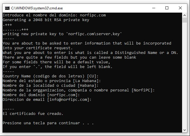 Crear el certificado y la clave privada del servidor con OPENSSL Crear el certificado y la clave privada del servidor con OPENSSL