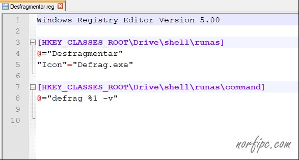 Estructura de un archivo de entrada del Registro REG, con el editor Notepad++ Estructura de un archivo de entrada del Registro REG, con el editor Notepad++