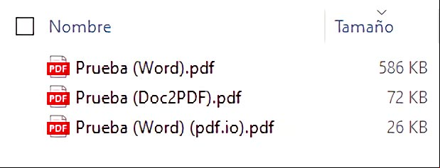 Diferencias de tamaño de archivos PDF Diferencias de tamaño de archivos PDF