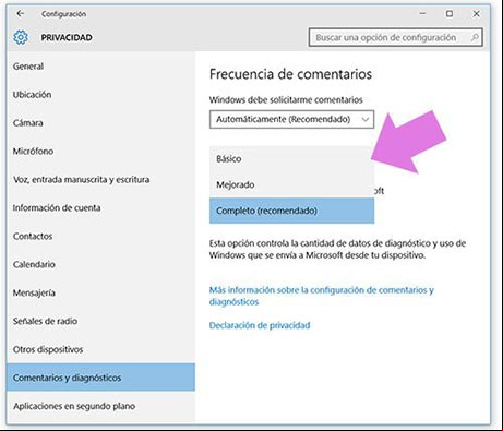 Configuración de privacidad en Windows 10 Configuración de privacidad en Windows 10
