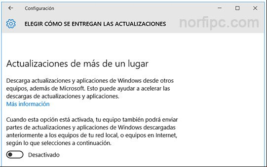 Desactivar la inclusión de mi equipo en una red P2P de Windows Update en Windows 10 Desactivar la inclusión de mi equipo en una red P2P de Windows Update en Windows 10