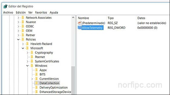 Crear una clave en el Registro para Desactivar la función de Telemetría en Windows 10 Crear una clave en el Registro para Desactivar la función de Telemetría en Windows 10
