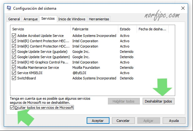 Deshabilitar temporalmente servicios en el inicio de Windows Deshabilitar temporalmente servicios en el inicio de Windows