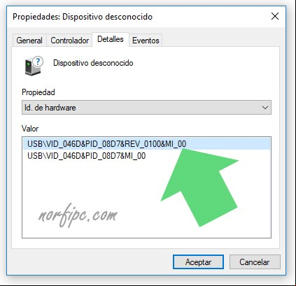Ver la identidad de un dispositivo desconocido en el de dispositivos Identidad de un dispositivo desconocido en el de dispositivos