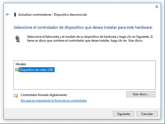 Instalar controlador para la webcam Instalar controlador para la webcam