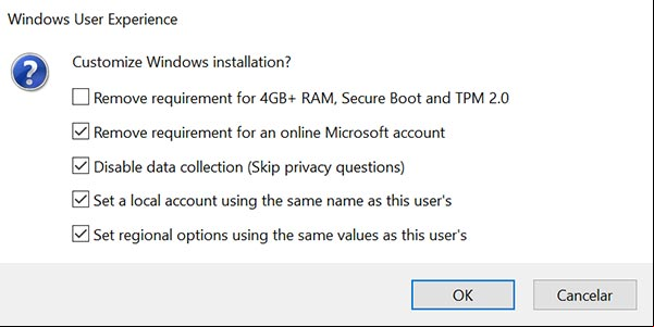 Opciones de Rufos para evadir las restricciones de Microsoft al instalar Windows Opciones de Rufos para evadir las restricciones de Microsoft al instalar Windows