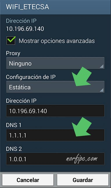 Cambiar los Servidores DNS en Android Cambiar los Servidores DNS en Android
