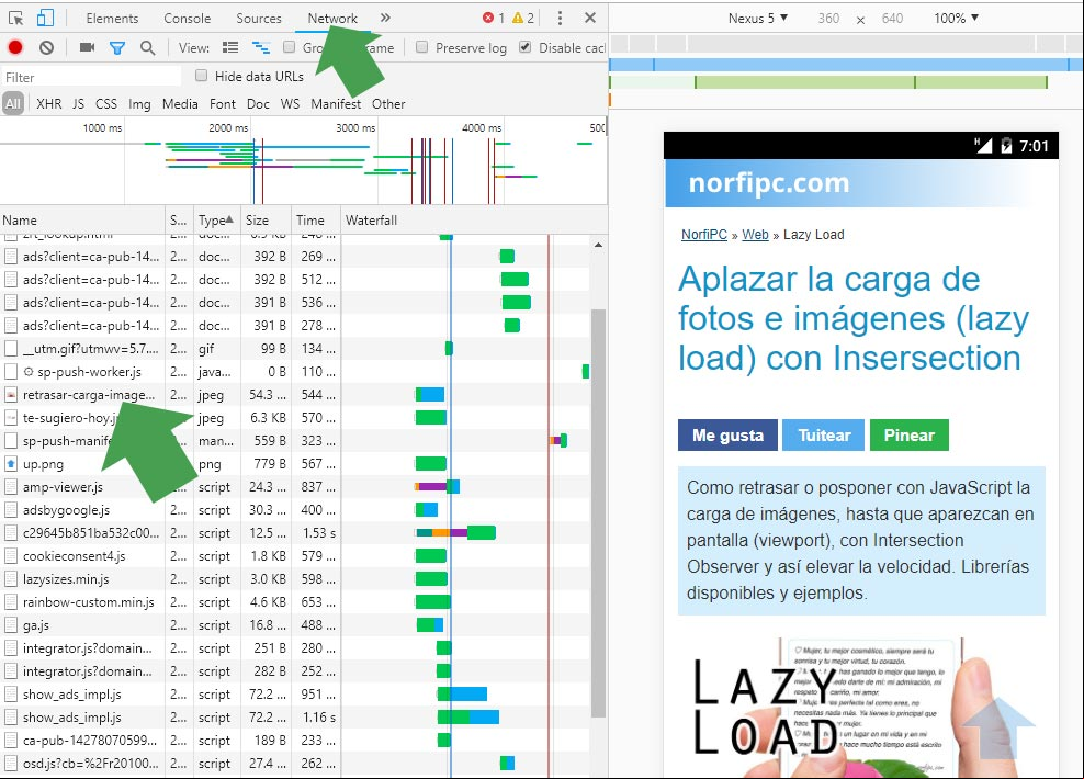 Comprobar en la consola de Google Chrome que el navegador usa Lazy Load Comprobar en la consola de Google Chrome que el navegador usa Lazy Load