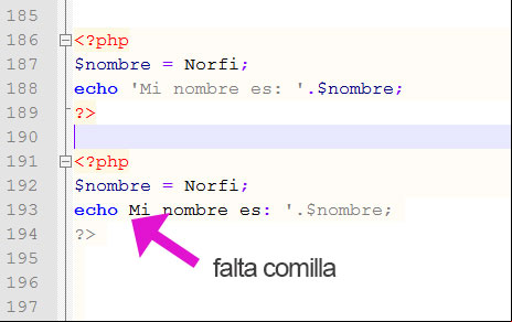 Errores en el código PHP que muestra el editor Notepad++ Errores en el código PHP que muestra el editor Notepad++