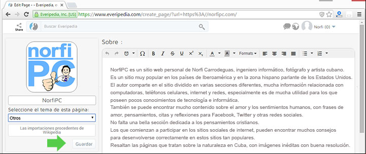 Página de edición de Everipedia Página de edición de Everipedia