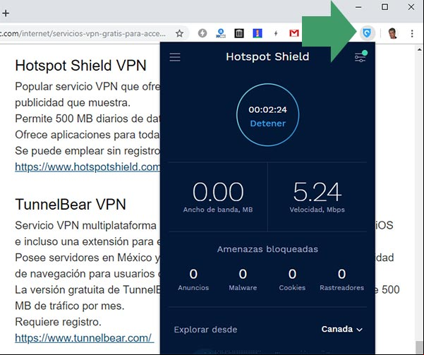 Extension en Google Chrome del VPN Hotspot Shield Extension en Google Chrome del VPN Hotspot Shield