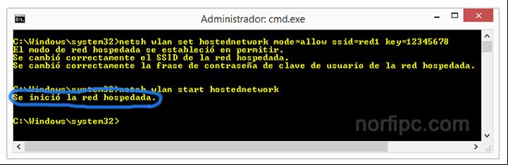 Iniciar la red ad hoc Wi-Fi creada Iniciar la red ad hoc Wi-Fi creada