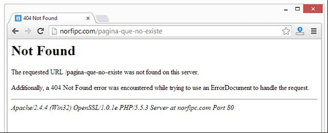 Página predeterminada con Mensaje de Error 404 que devuelve Apache, ante un archivo no encontrado Página con Mensaje de Error 404 predeterminada que devuelve Apache