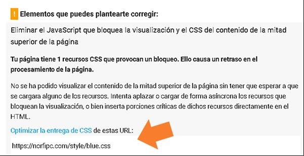 Sugerencia de PageSpeed Insights a causa del bloqueo de un archivo de estilo CSS externo Sugerencia de PageSpeed Insights a causa del bloqueo de un archivo de estilo CSS externo