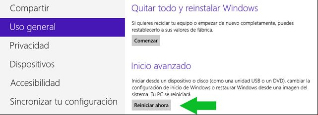 Activar el modo de inicio avanzado en Windows 8 Activar el modo de inicio avanzado en Windows 8