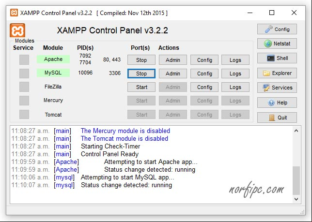 Iniciar Apache y MySQL en el de control de XAMPP Iniciar Apache y MySQL en el de control de XAMPP