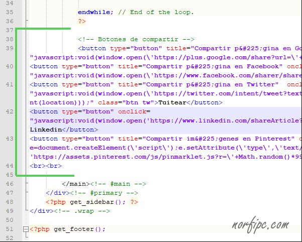 Insertar código de los botones de compartir en redes sociales en WordPress. Insertar código de los botones de compartir en redes sociales en WordPress.